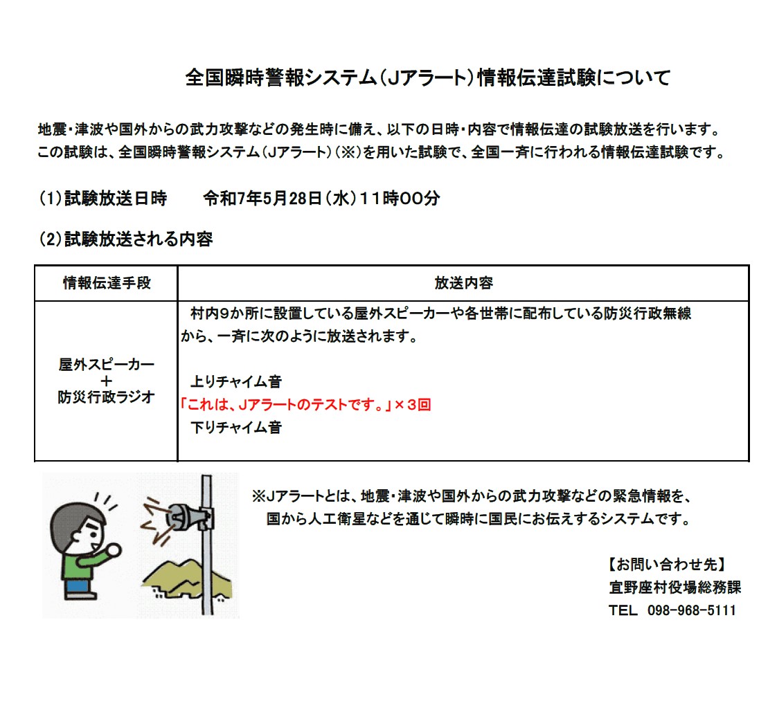 全国瞬時警報システム（Jアラート）情報伝達試験について